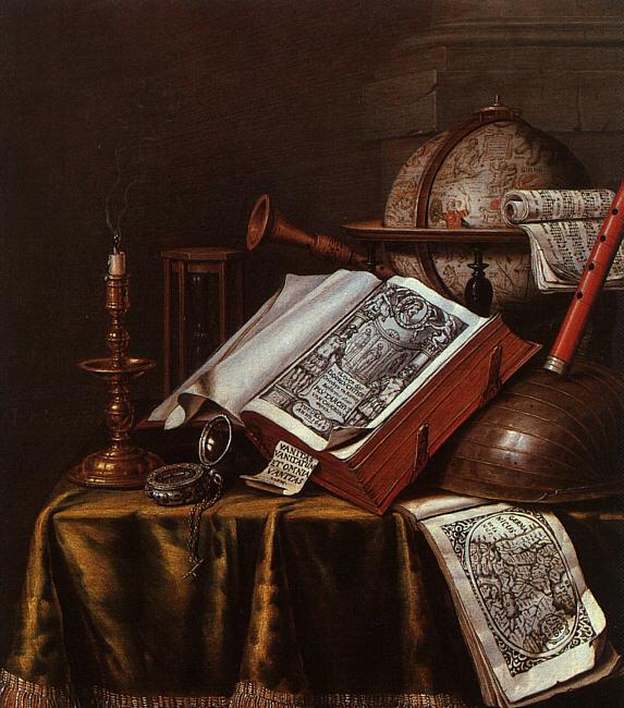  Still Life with Musical Instruments, Plutarch's Lives a Celestial Globe